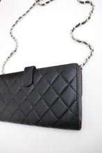 Load image into Gallery viewer, CHANEL Lambskin Quilted Long Flap Wallet Black