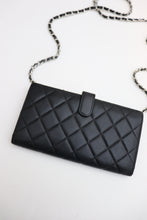 Load image into Gallery viewer, CHANEL Lambskin Quilted Long Flap Wallet Black