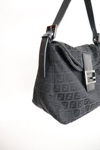 Load image into Gallery viewer, Fendi zucchino double flap baguette in black