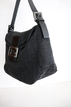 Load image into Gallery viewer, Fendi zucchino double flap baguette in black