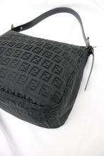 Load image into Gallery viewer, Fendi zucchino double flap baguette in black