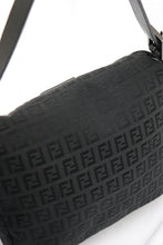 Load image into Gallery viewer, Fendi zucchino double flap baguette in black