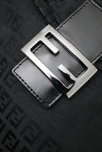 Load image into Gallery viewer, Fendi zucchino double flap baguette in black