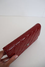 Load image into Gallery viewer, Chanel red quilted patent leather wallet