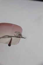 Load image into Gallery viewer, Y2K Chanel Rhinestone Ombre Pink Tinted Silver Sunglasses