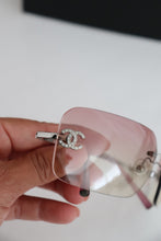 Load image into Gallery viewer, Y2K Chanel Rhinestone Ombre Pink Tinted Silver Sunglasses