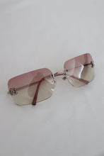 Load image into Gallery viewer, Y2K Chanel Rhinestone Ombre Pink Tinted Silver Sunglasses