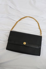 Load image into Gallery viewer, Vintage Christian Dior Black Leather Bag with Gold Chain