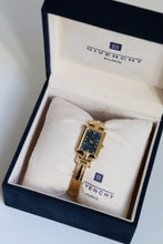 Load image into Gallery viewer, Vintage Givenchy 1990s Blue Dial Gold Plated Bangle Watch