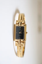 Load image into Gallery viewer, Vintage Givenchy 1990s Black Dial Gold Plated Bangle Watch