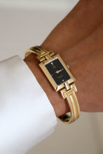 Load image into Gallery viewer, Vintage Givenchy 1990s Black Dial Gold Plated Bangle Watch