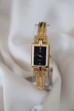 Load image into Gallery viewer, Vintage Givenchy 1990s Black Dial Gold Plated Bangle Watch