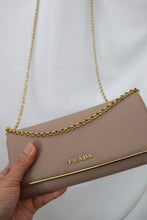 Load image into Gallery viewer, Prada Saffiano metal bar continental flap wallet