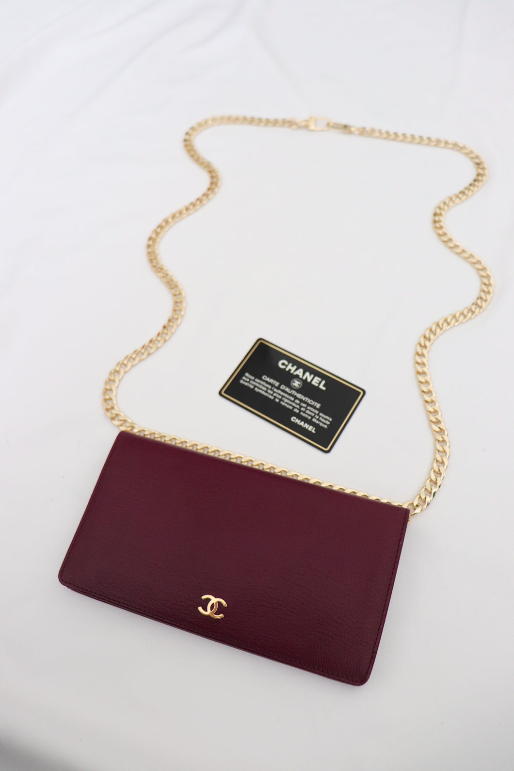 Chanel bifold caviar wallet in burgundy