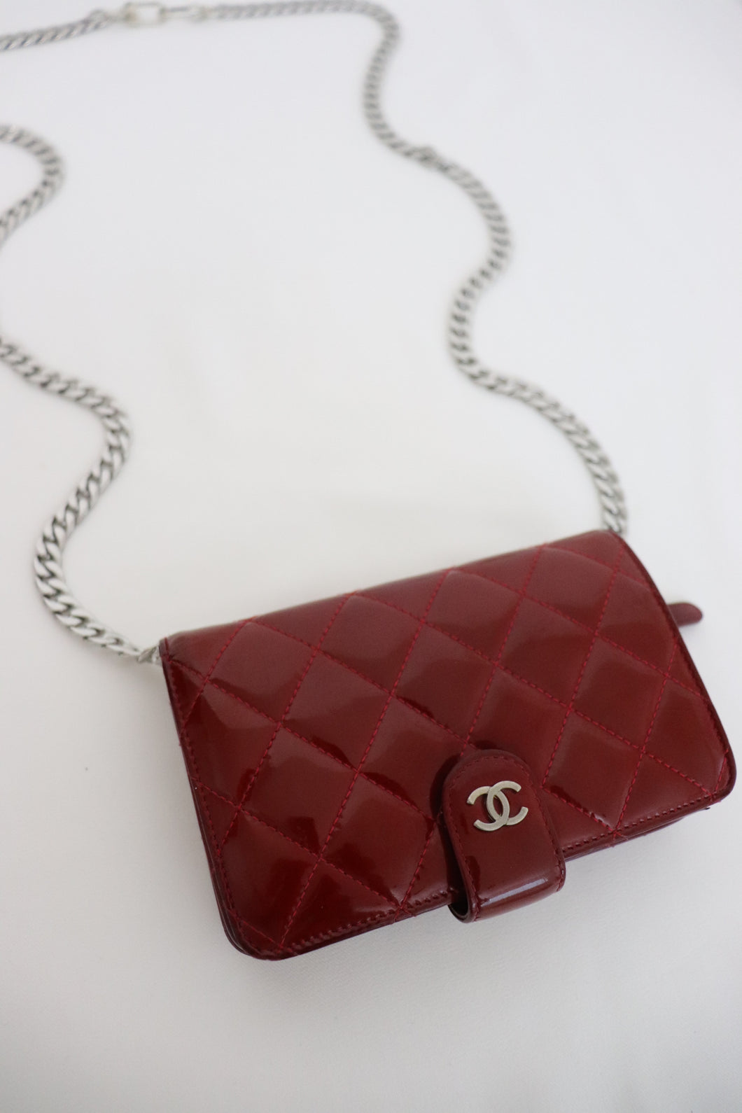 Chanel wallet in red burgundy