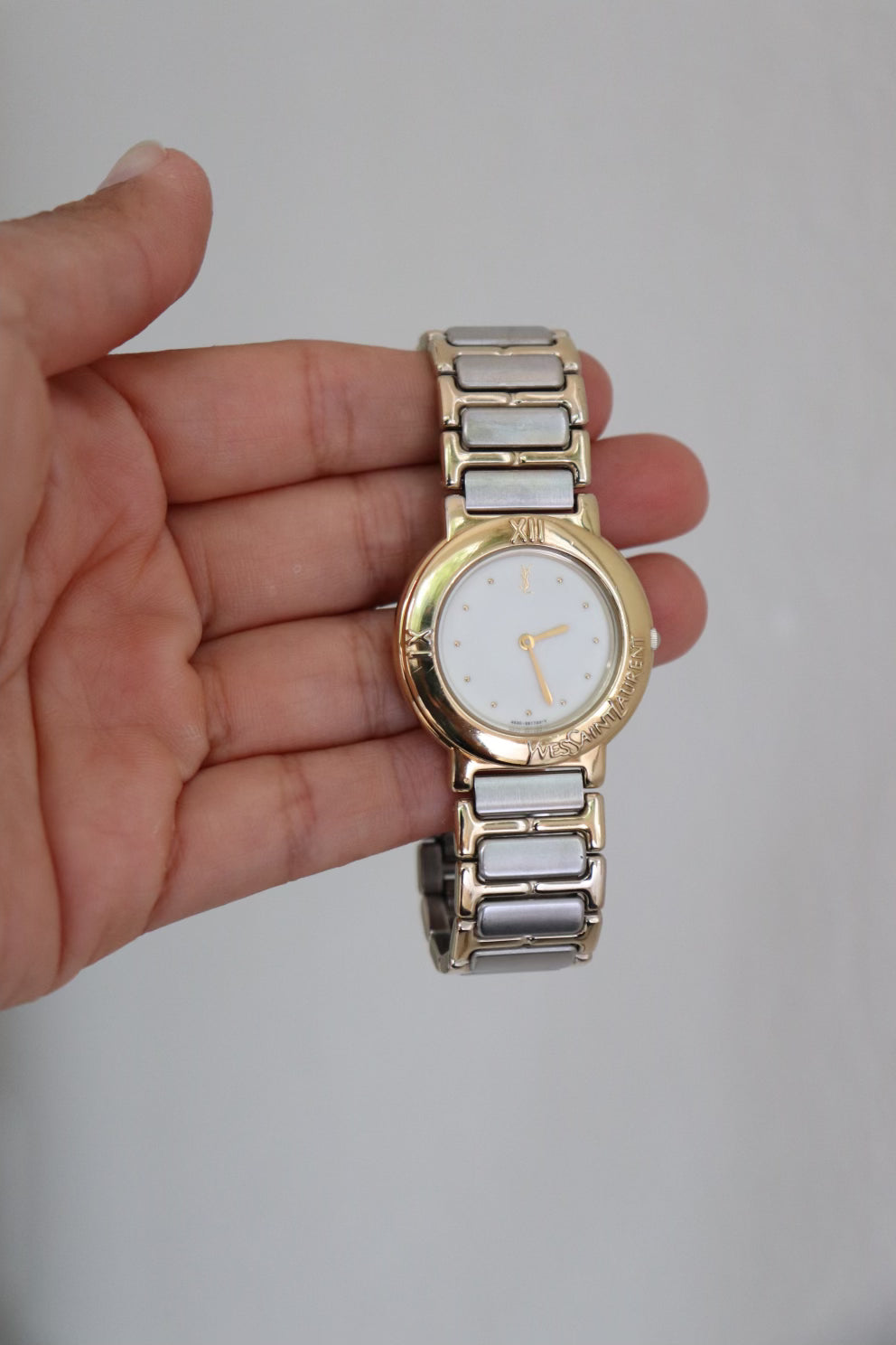 Vintage YSL White Dial Two-Tone Watch| Shop Canela Vintage – The