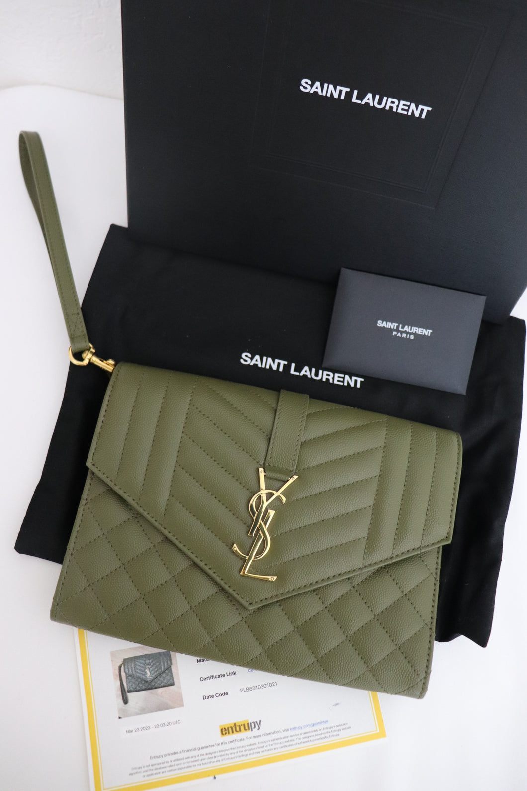 Saint Laurent Logo Mix Matelasse Leather Envelope