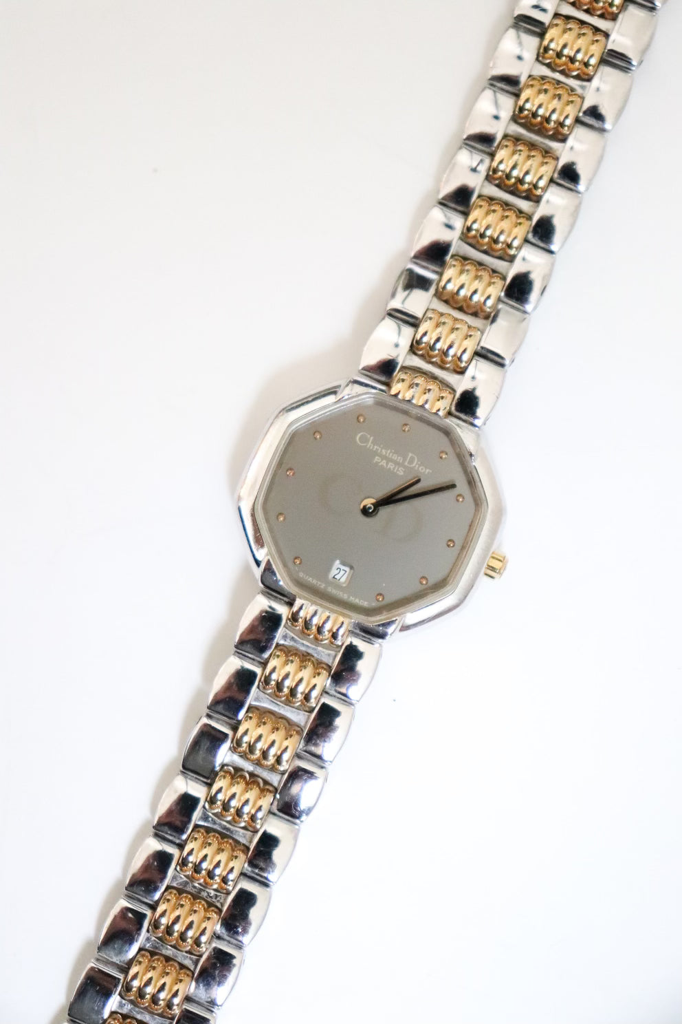 Vintage Christian Dior octagonal silver watch