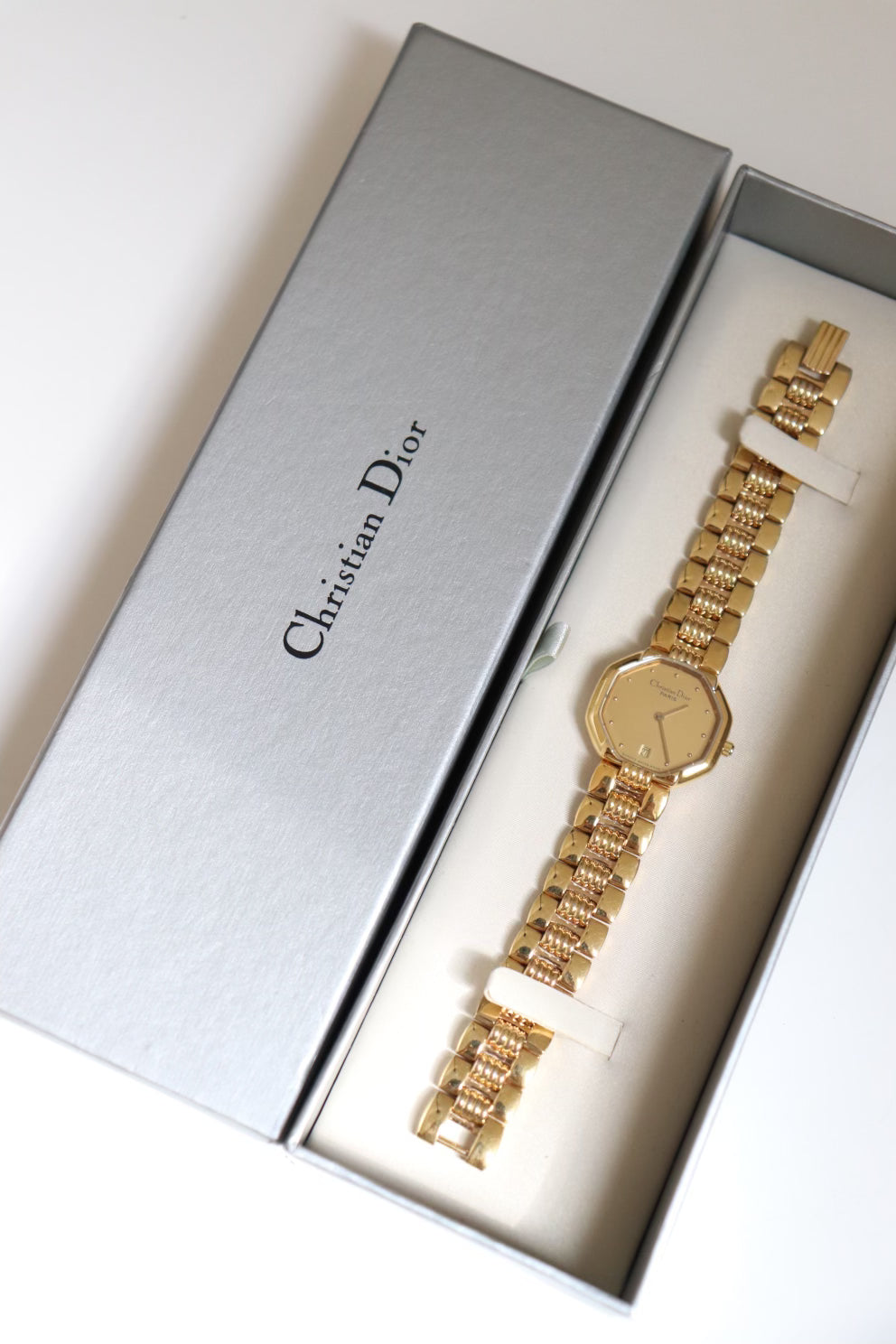 Christian Dior Vintage Gold-Tone Modele Depose Octagonal Quartz