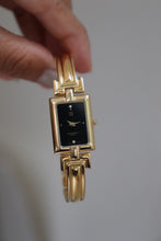 Load image into Gallery viewer, Vintage Givenchy 1990s Black Dial Gold Plated Bangle Watch
