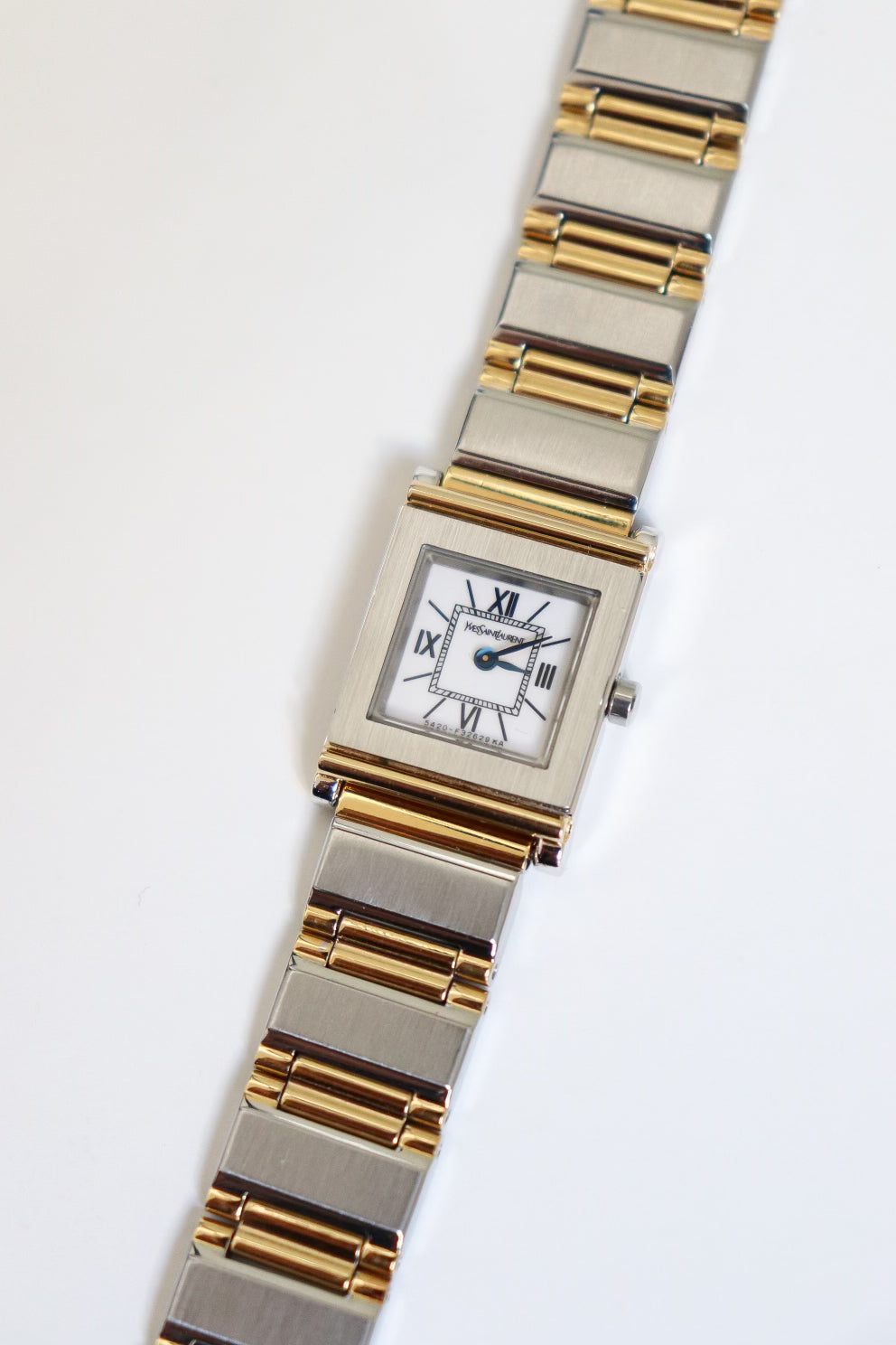 Vintage Yves Saint Laurent 1990s Square Dial Two Tone Watch