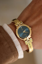 Load image into Gallery viewer, Vintage Givenchy 1990s Blue Dial Gold Plated Bangle Watch
