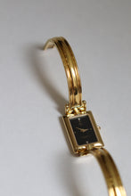 Load image into Gallery viewer, Vintage Givenchy 1990s Black Dial Gold Plated Bangle Watch
