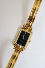 Load image into Gallery viewer, Vintage Givenchy 1990s Black Dial Gold Plated Bangle Watch
