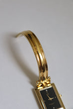 Load image into Gallery viewer, Vintage Givenchy 1990s Black Dial Gold Plated Bangle Watch
