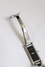 Load image into Gallery viewer, Vintage Gucci Bangle Watch in silver with black dial
