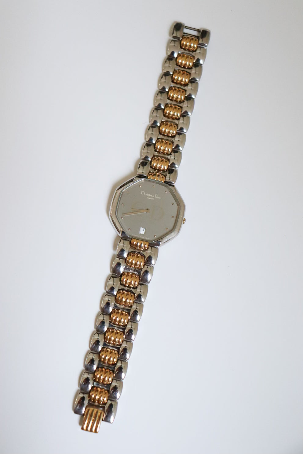 Vintage Christian Dior octagonal Gold and Silver Watch | The