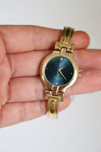 Load image into Gallery viewer, Vintage Givenchy 1990s Blue Dial Gold Plated Bangle Watch

