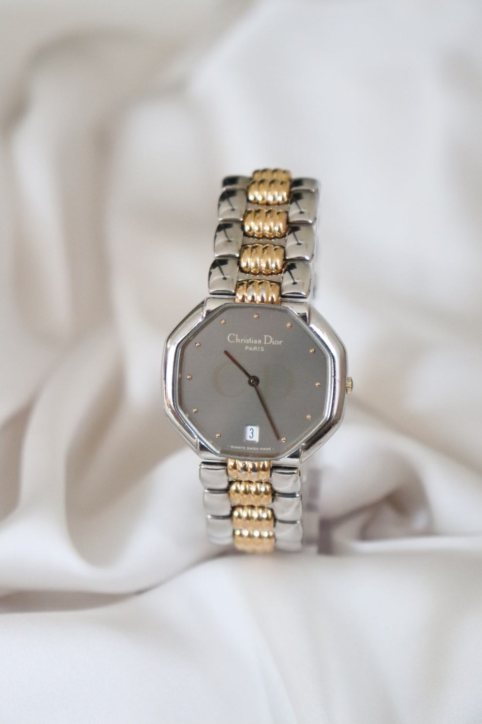 Vintage Christian Dior octagonal Gold and Silver Watch | The