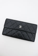 Load image into Gallery viewer, CHANEL Lambskin Quilted Long Flap Wallet Black

