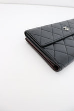 Load image into Gallery viewer, CHANEL Lambskin Quilted Long Flap Wallet Black
