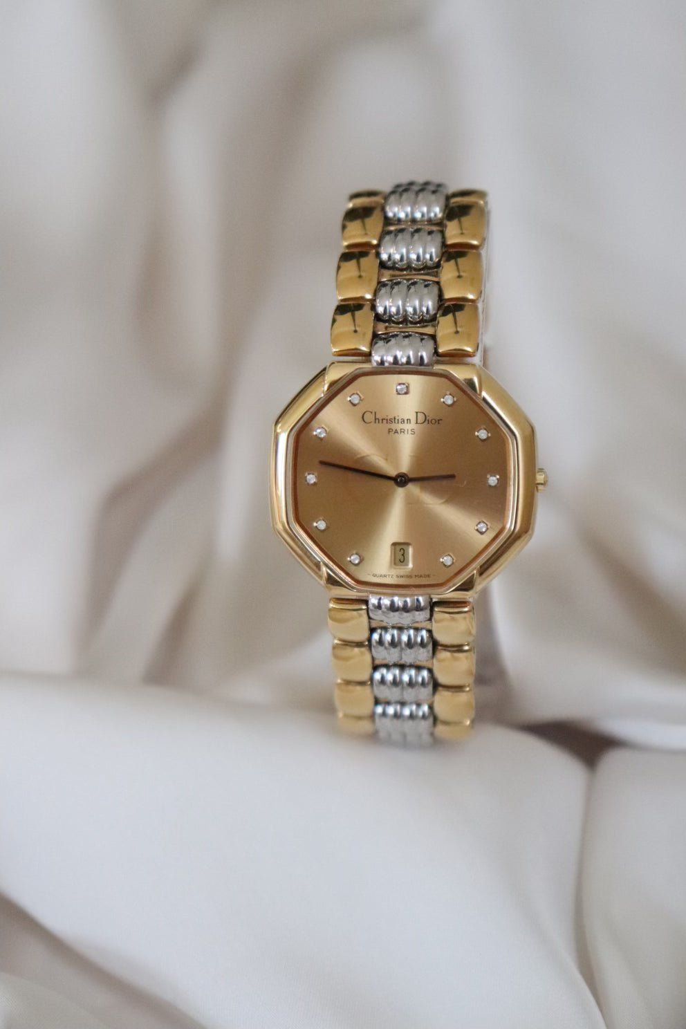 Vintage Christian Dior octagonal Gold and Silver Watch | The