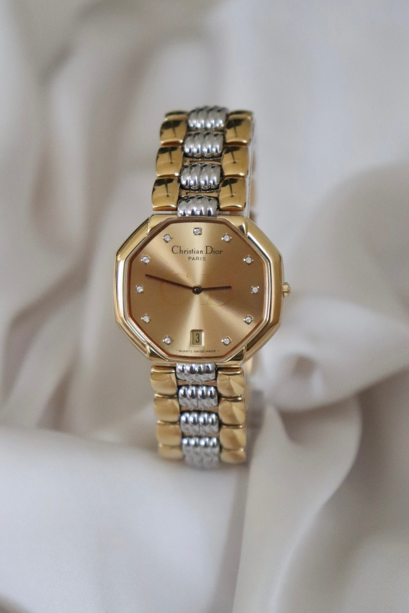 Vintage Christian Dior octagonal Gold and Silver Watch | The