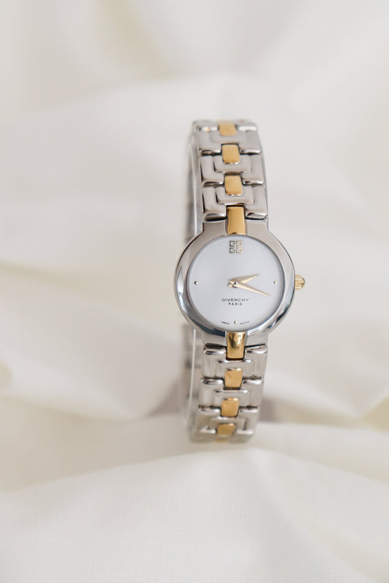 Vintage Givenchy White Dial Two Tone Watch