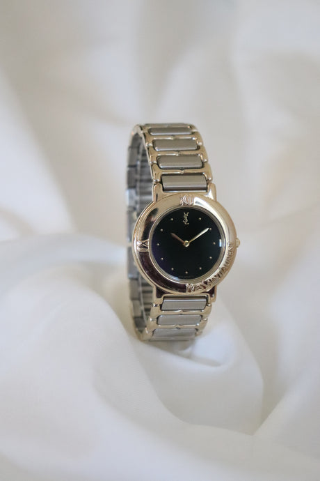 Vintage YSL Black Dial Two-Tone Watch