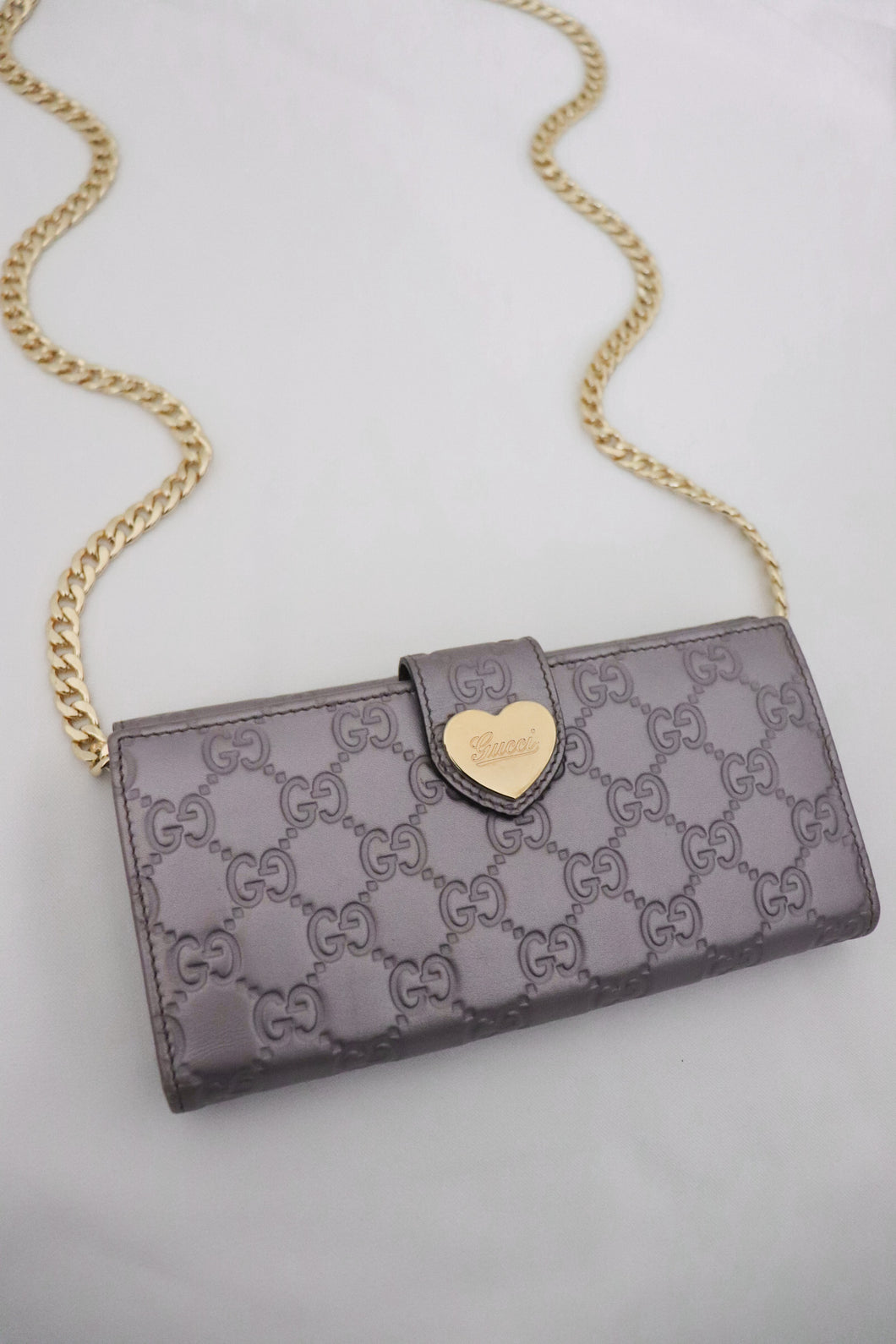 Gucci guccissima golden heart leather wallet